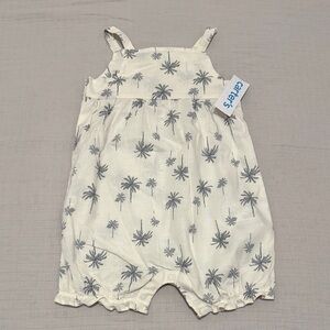 Carter’s Baby Girl Palm Tree Cotton Romper | 24M | NWT